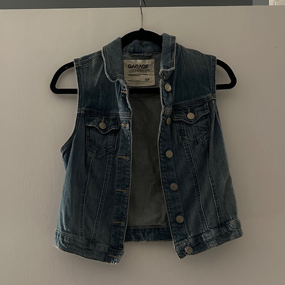 Garage Blue Denim Sleeveless Jacket